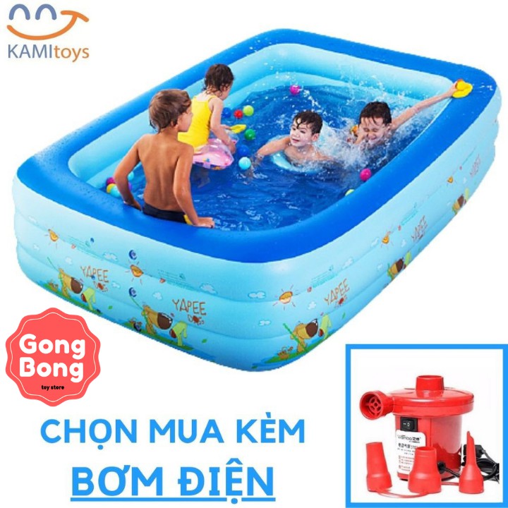 Bể bơi phao, bể bơi cho bé hình chữ nhật có đế chống trượt hàng đẹp 2m9 Gong Bong store