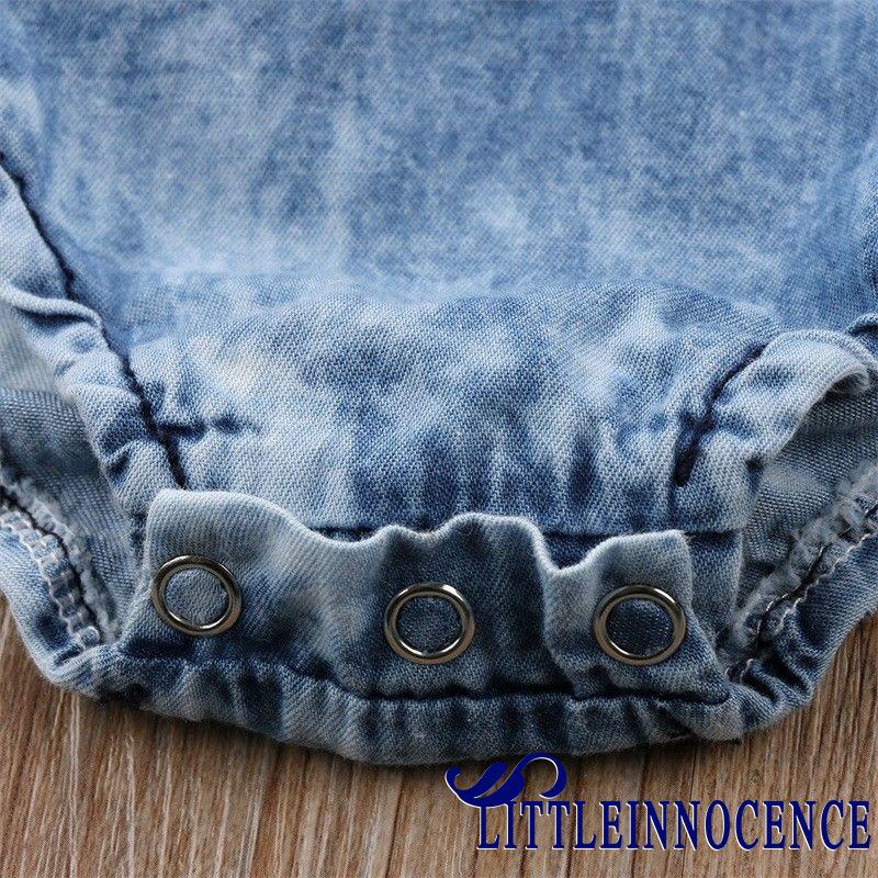 Áo liền mảnhdài tay vải denim thời trang cho bé