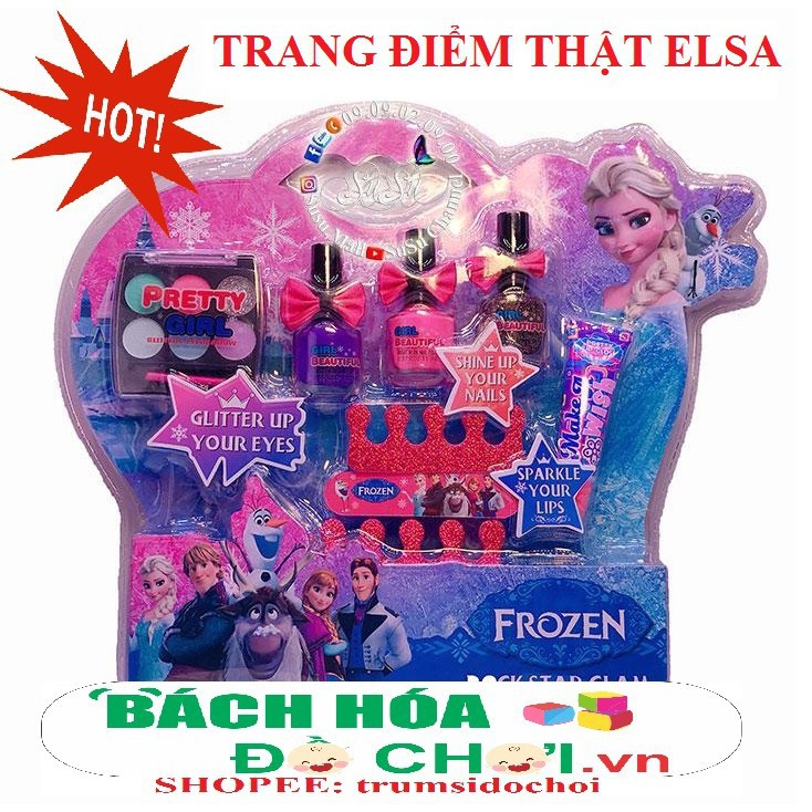 LOẠI ĐẸP- Vỉ đồ chơi trang điểm thật, sơn móng tay thật công chúa Elsa