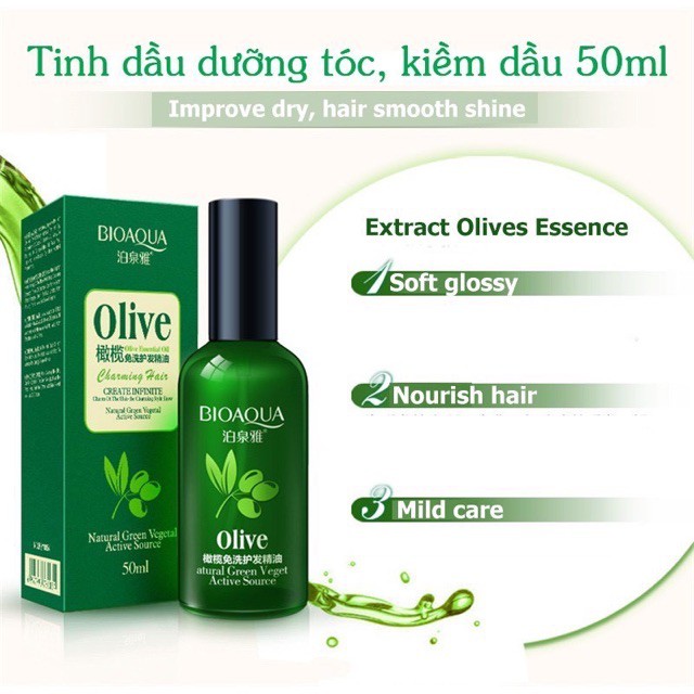 Bộ Sản Phẩm OLIVE BiOQUA siêu mượt tóc và phục hồi hư tổn ngăn rụng tóc