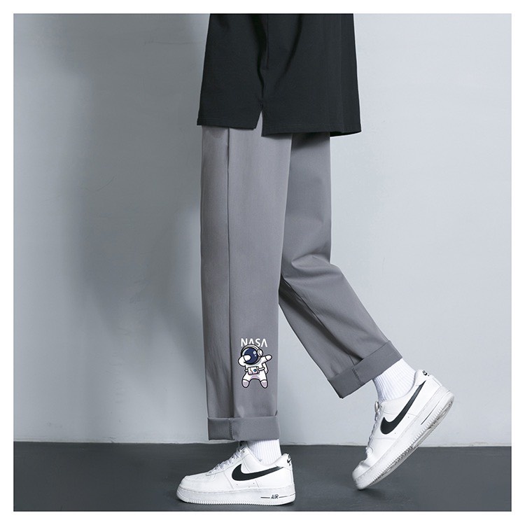 Quần Ống Suông -APT Unisex - Quần Ống Suông Dáng Đúng Chất liệu Vải Kaki In Hình NaSA