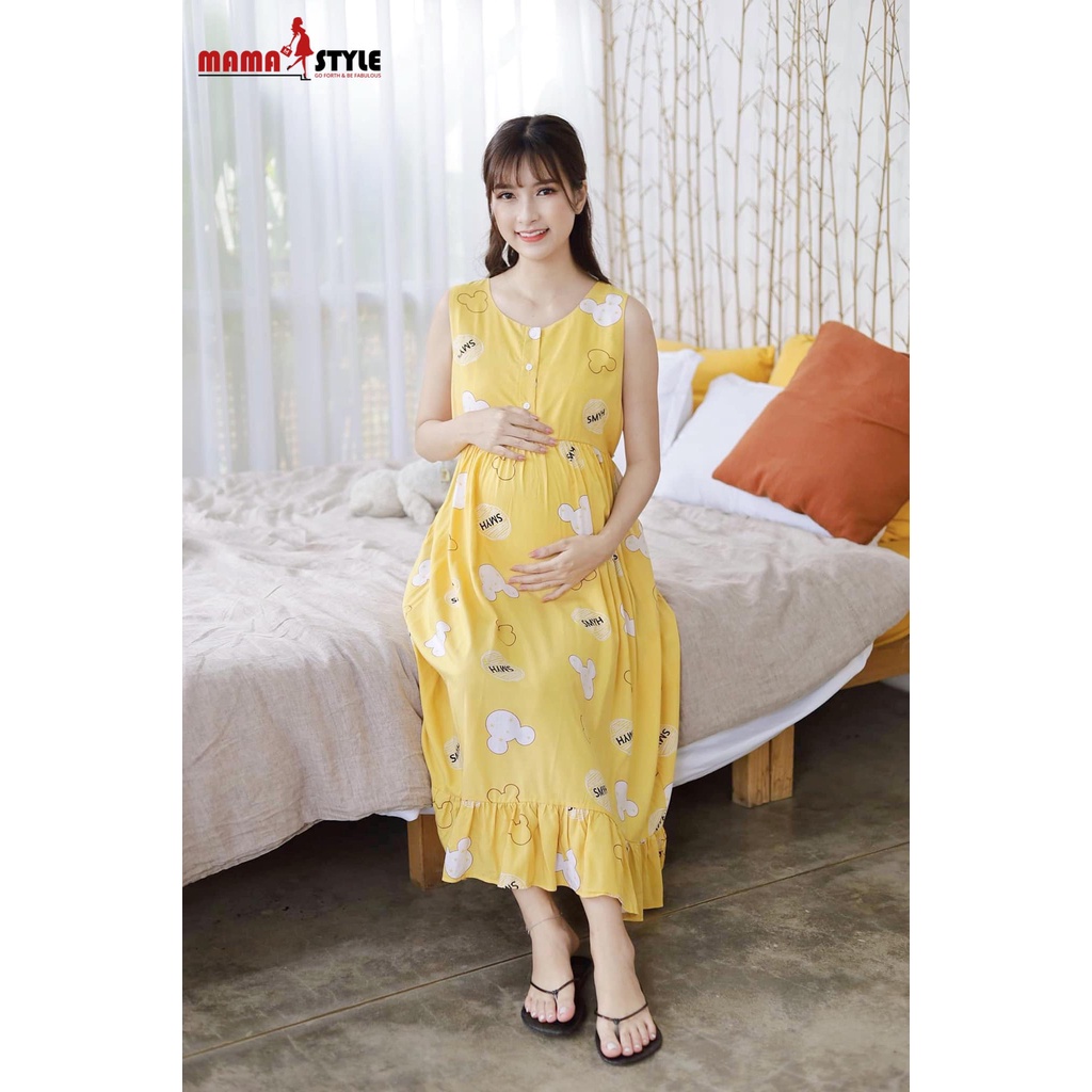 Mama Style - Đầm Bầu Váy bầu mặc nhà chất Tole lụa mềm mát