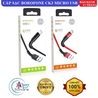 Cáp sạc nhanh borofone ck3 micro usb chính hãng - dài 1m - cho andoird