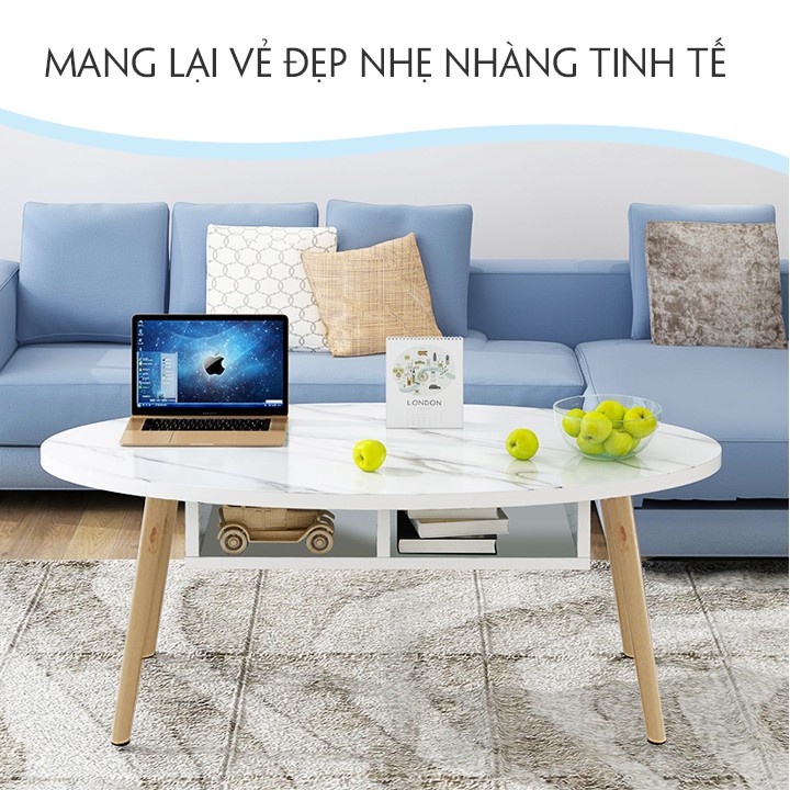 Bàn trà sofa hình tròn 1 tầng mặt gỗ ,Bàn trà sofa hình bầu dục mặt gỗ hiện đại cao cấp