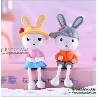 Thỏ đáng yêu trang trí bàn làm việc, tiểu cảnh sân vườn, terrarium quà tặng lưu niệm