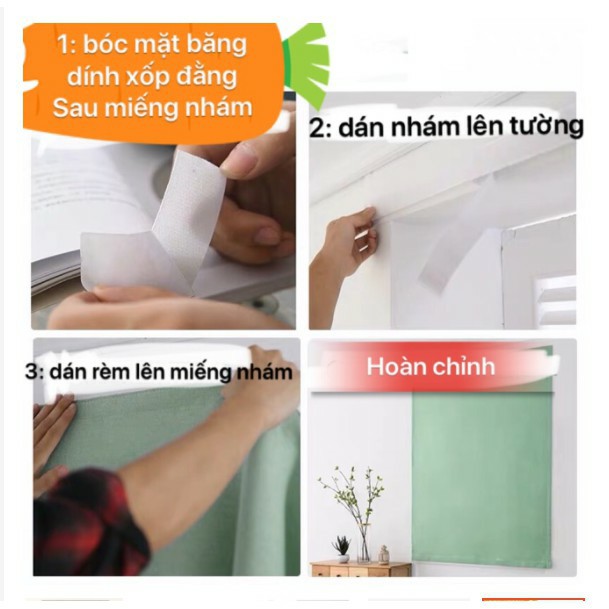 Rèm Dán Cửa Sổ Tặng Miếng Dán Gai (1X2M - 2X2M ) TVV123