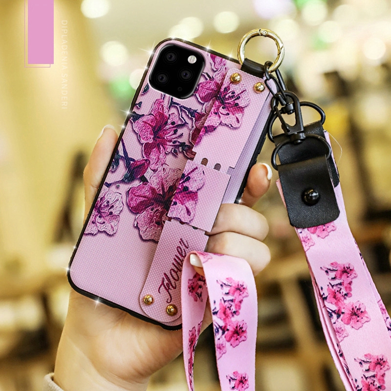 Ốp điện thoại silicon mềm gắn dây đeo cổ tay và dây treo cho iPhone 12 Pro Max 12 Mini 11 Pro Max XS Max XR X 7 8 Plus Luxury Soft Silicone Wrist Strap Phone Case With Free Lanyard