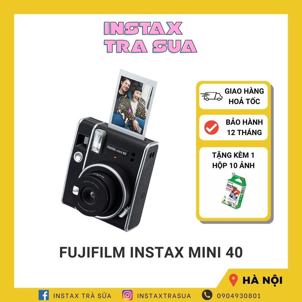 FUJIFILM INSTAX MINI 40 (TẶNG KÈM 1 HỘP FILM 10 TẤM) - Máy ảnh lấy liền - Hàng Chính Hãng