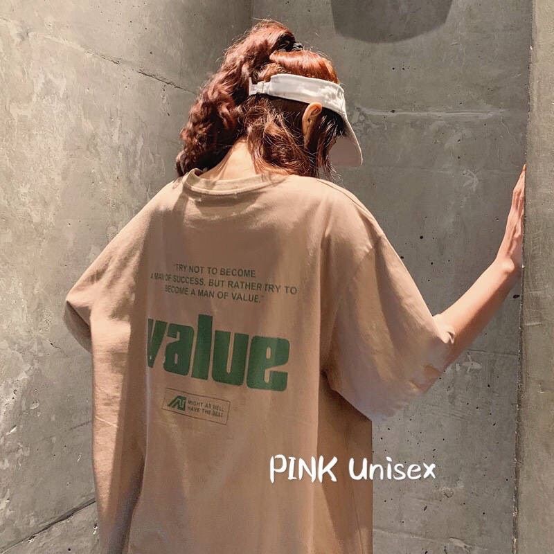 Áo thun nữ unisex tay lỡ dáng rộng oversize màu nâu đen - value