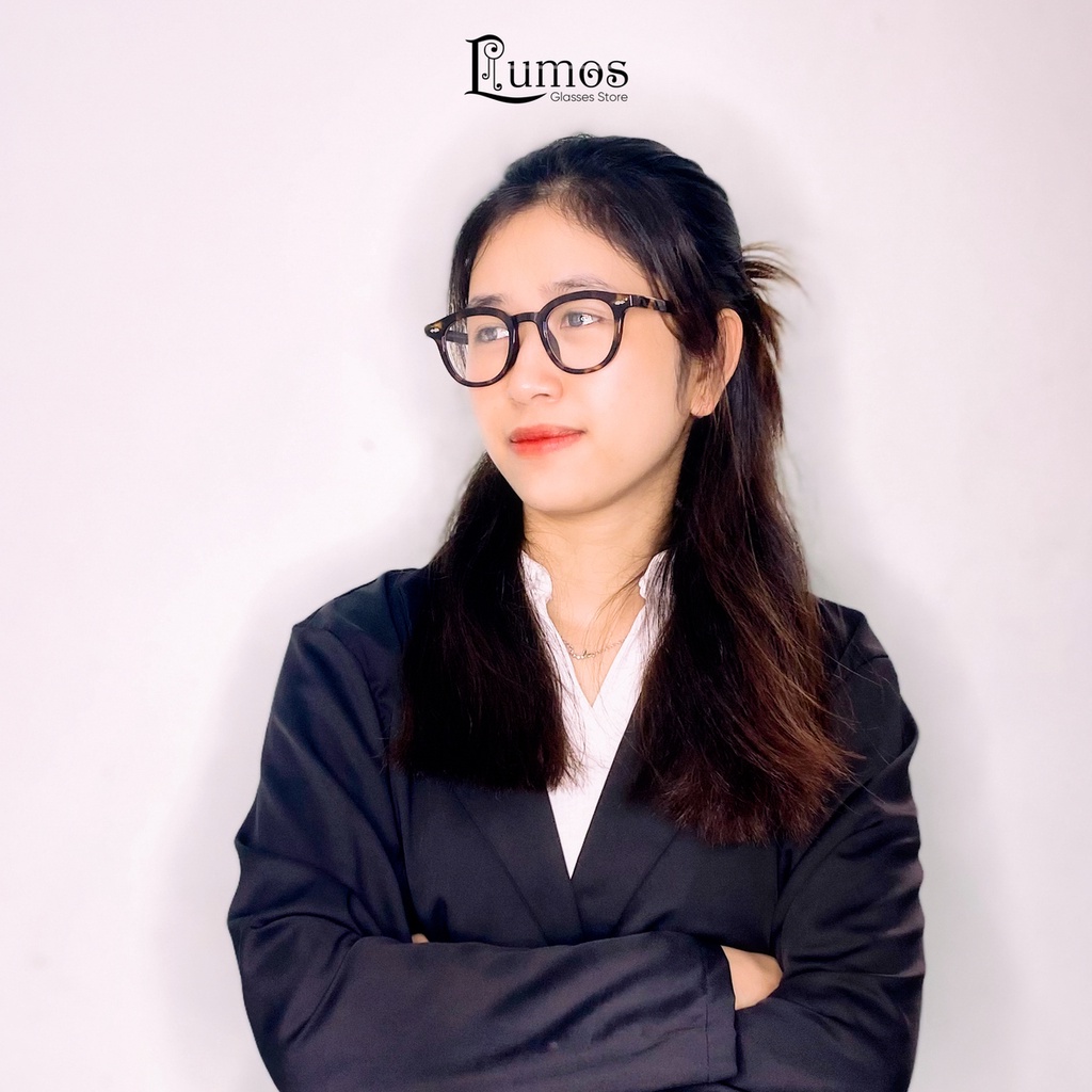 Gọng kính cận nam nữ nhựa cao cấp Day thời trang Hàn Quốc chống tia UV tròn đẹp Lumos 9079
