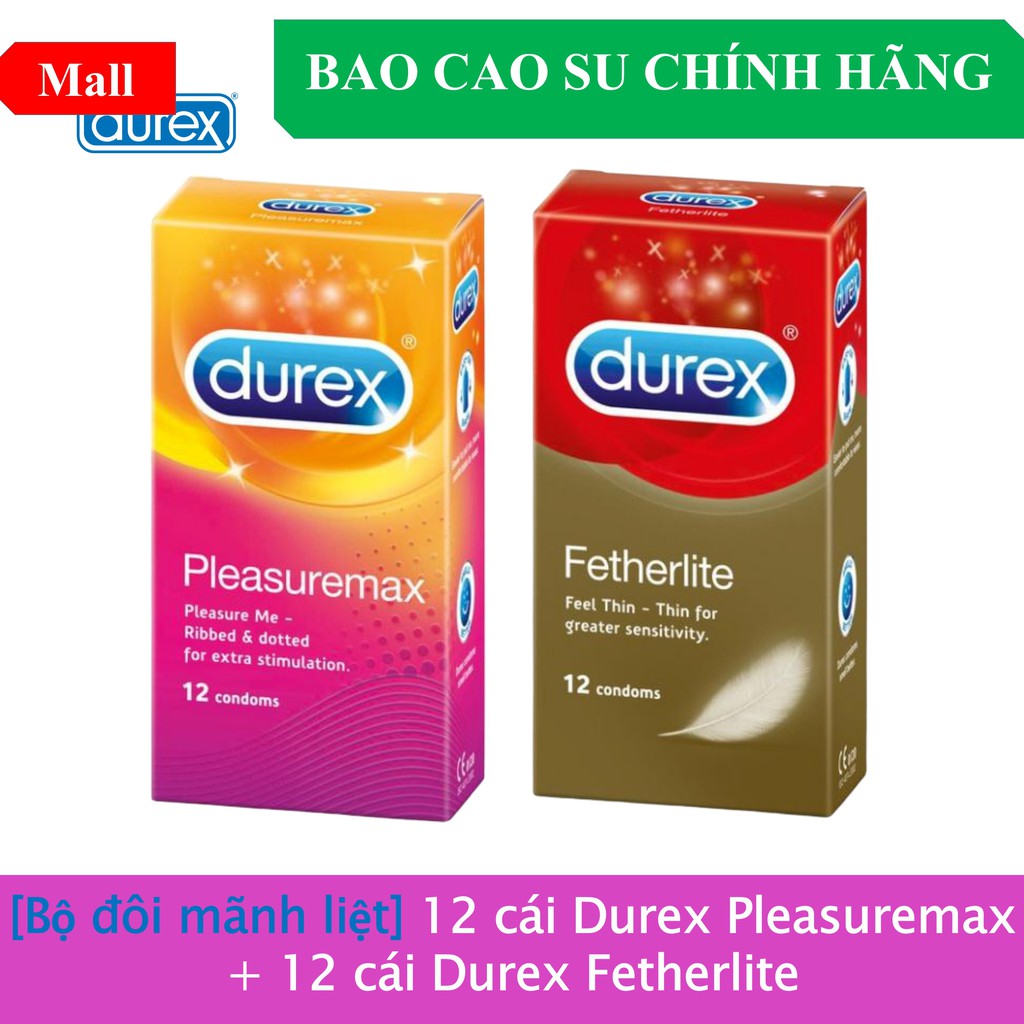 [CHÍNH HÃNG] Bộ đôi mãnh liệt Durex Pleasuremax + Durex Fetherlite hộp 12bcs