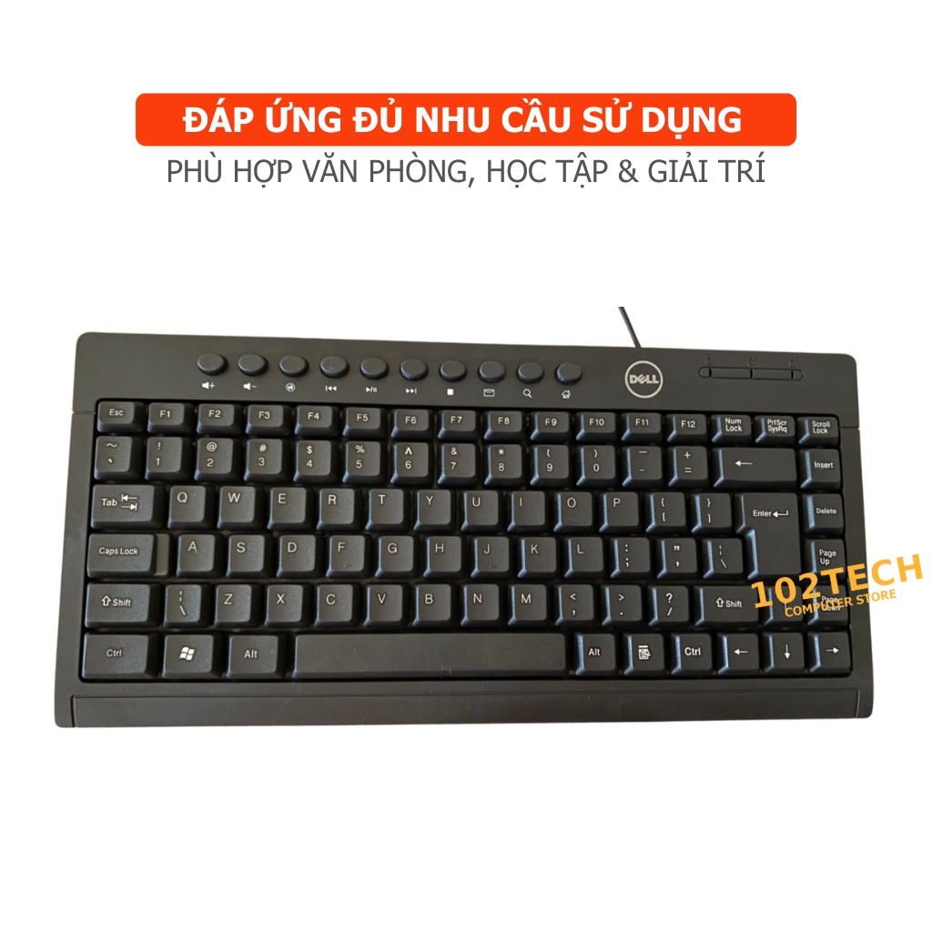 Bàn phím máy tính mini Dell chính hãng, phím gõ êm và nhạy, nhỏ gọn tiện lợi, phù hợp văn phòng và học tập