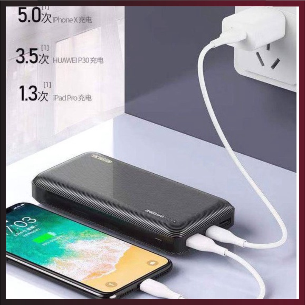 Sạc dự phòng 20000 mah WK DESIGN WP-117 Cục pin xạc dự phòng mini sạc nhanh 2 cổng USB 2.1A dùng cho điện thoại - SATOPA