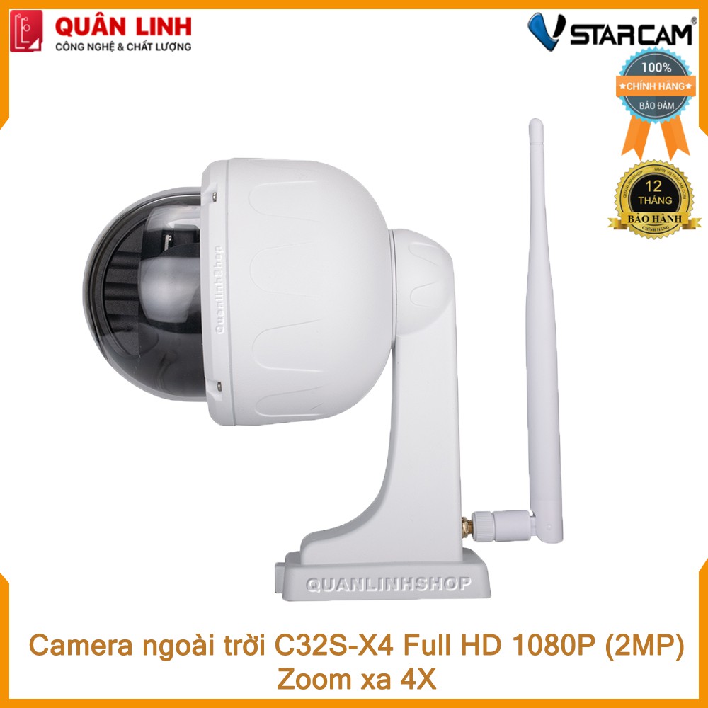 Camera giám sát IP Wifi hồng ngoại ngoài trời zoom xa 4X Full HD 1080P 2MP Vstarcam C32s-X4 kèm thẻ nhớ 64GB