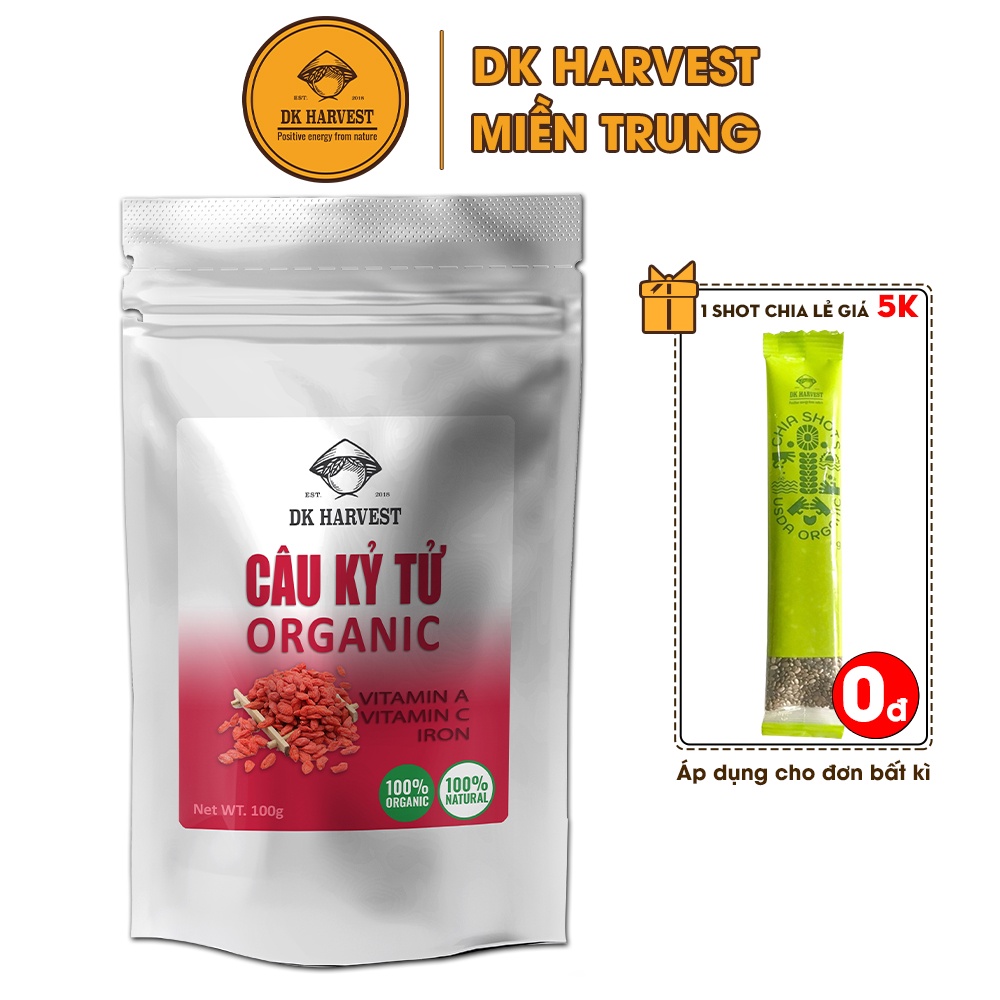 Câu Kỷ Tử DK Harvest 100g - Loại Cao Cấp Nhậu Khẩu USA - Kỷ Tử Hữu Cơ - Sản Phẩm Tự Nhiên An Toàn Sức Khỏe