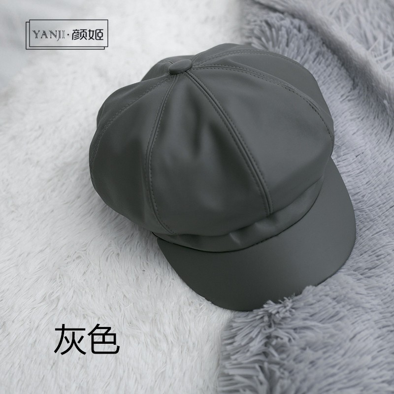 Mũ Beret Da Cao Cấp Màu Trơn Phong Cách Hàn Quốc Thời Trang Thu Đông Dành Cho Nữ