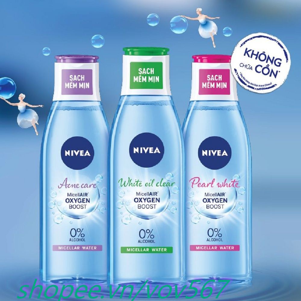 Nước Tẩy Trang (Tím) 125ml Cho Da Mụn Nivea Acne Care Make Up Clear Micellar Water Chính Hãng.