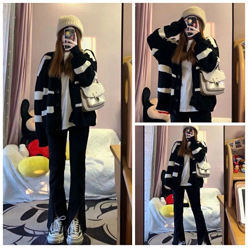 Áo khoác cardigan len dáng dài phong cách Hàn Quốc