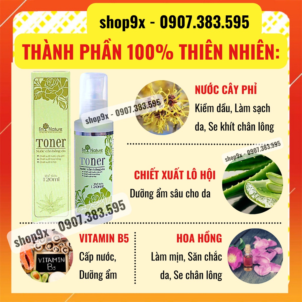 Nước Hoa Hồng Dưỡng Ẩm Dưỡng Trắng Da - Se Khít Lỗ Chân Lông Cho Da Dầu Và Da Mụn - Chống Lão Hóa Toner I’m Nature 120ml