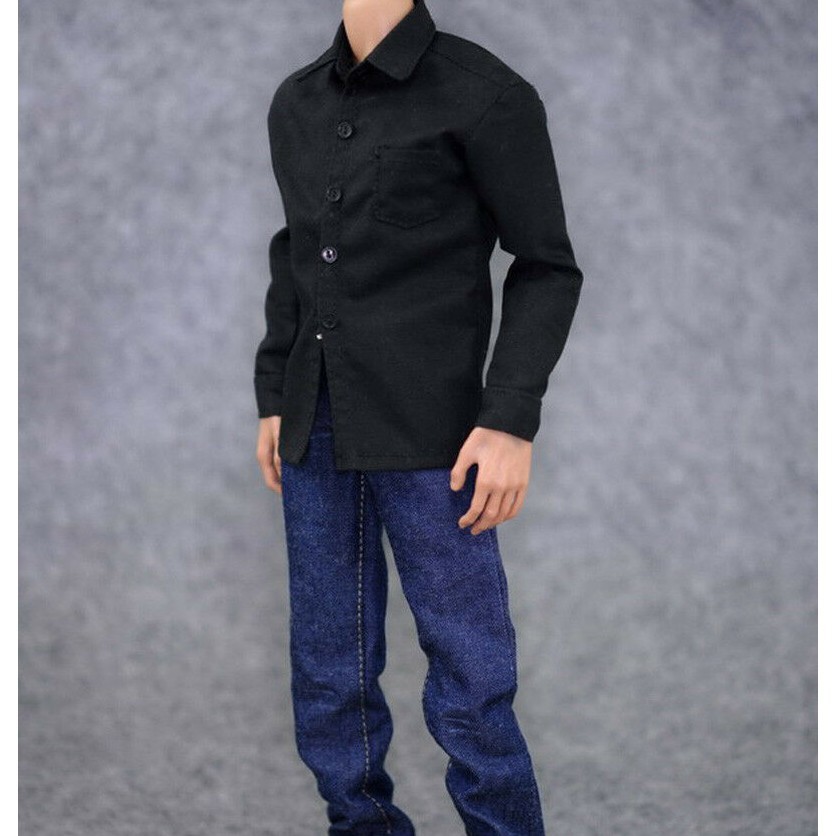 Set Áo Sơ Mi Đen + Quần Jean Tỉ Lệ 1: 6 Cho Mô Hình Nhân Vật 12 "