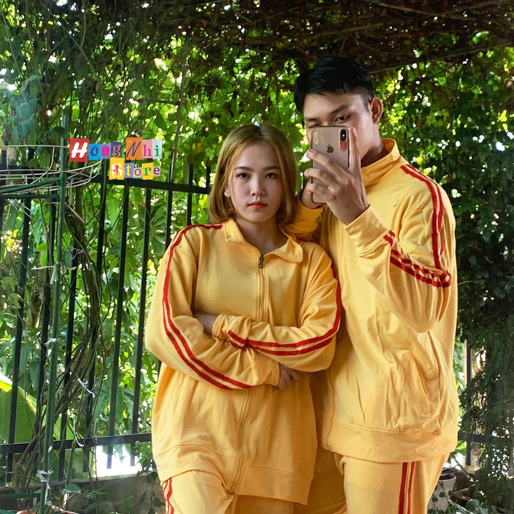 Set Bộ Thể Thao Oversize Ulzzang Unisex Áo Khoác Tay Dài Quần Jogger Dài Màu Vàng Cao Cấp - MM