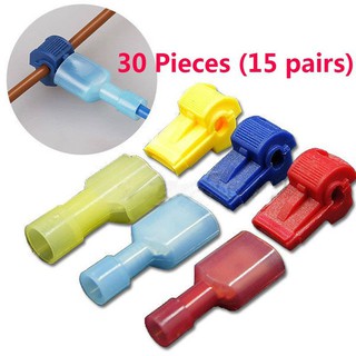 30 cái (15 cặp) Thiết bị đầu cuối uốn Cáp điện Đầu nối nhanh Nĩa ghép nối 0,3-1,0mm2 / 1,0-2,5mm2 / 4,0-6,0mm2