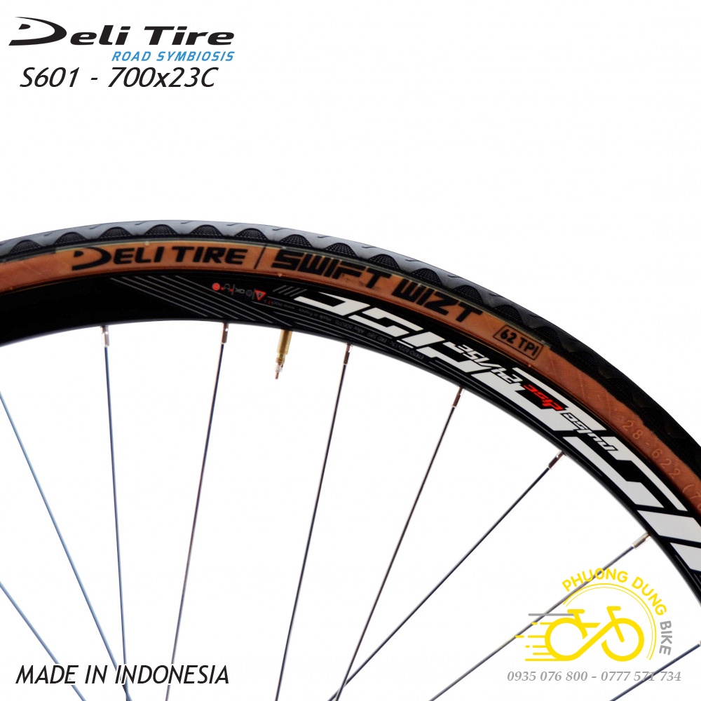 Lốp (Vỏ) gấp xe đạp DELI TIRE SWIFT TANWALL S601 700x23C - 1 Chiếc