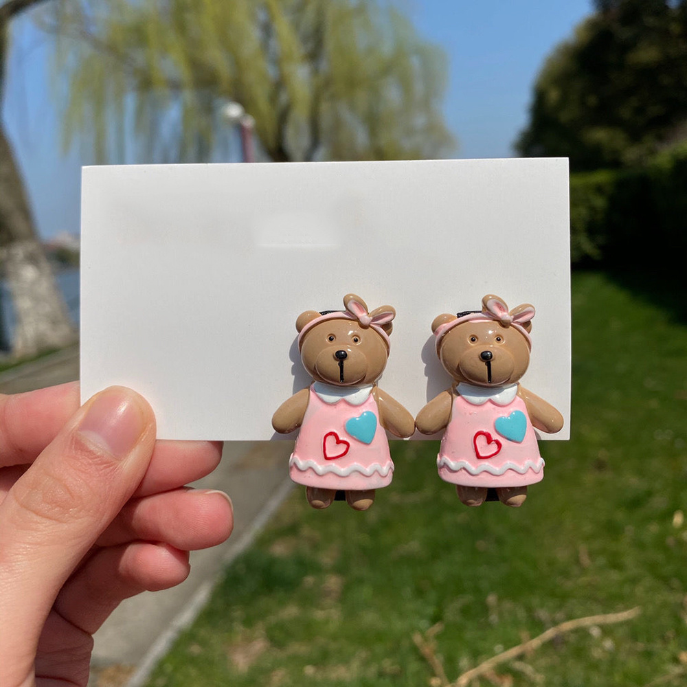 Kẹp Tóc Nhựa Resin Hình Gấu Dễ Thương Phong Cách Hàn Quốc Cho Nữ