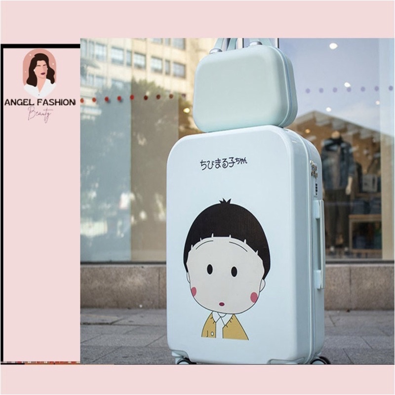 Vali du lịch hình cô gái Maruko dễ thương , Valy kéo có bánh xe chất liệu cao cấp Rẻ - Bền - Đẹp