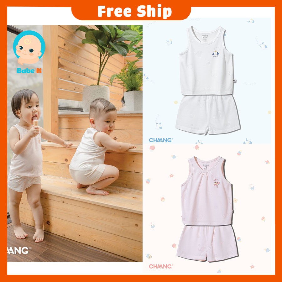 Mẫu 2021 Bộ quần áo tay ngắn mùa hè bé trai/bé gái CHAANG summer cotton bambom 2021