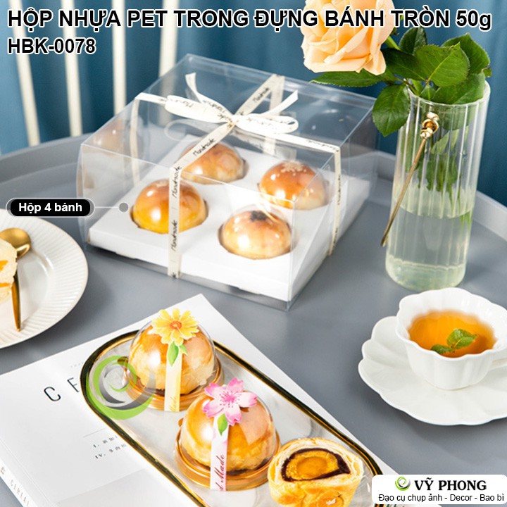 HỘP NHỰA PET 50g TRÒN NẮP CẦU ĐỰNG BÁNH ĐẾ ĐEN ĐẾ VÀNG ĐỰNG BÁNH TRUNG THU BÁNH TRỨNG CÁC LOẠI BÁNH KHÁC HBK-0078