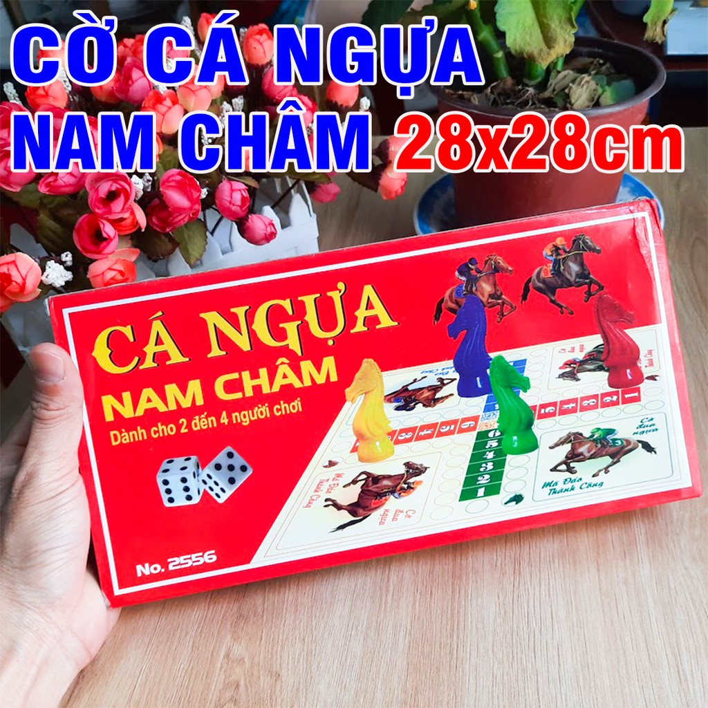 Bộ cờ cá ngựa 28cm có nâm châm hút đồ chơi trẻ em bằng nhựa bàn cờ có thể ghấp gọn