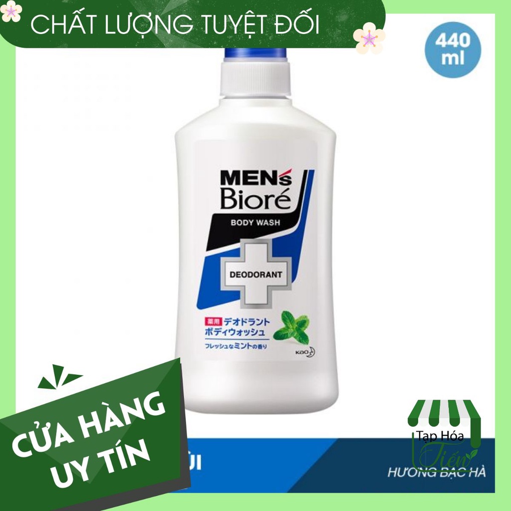 Sữa Tắm Khử Mùi Men's Bioré Nhập Khẩu Nhật Bản  - Bạc Hà Mát Lạnh - Xà Phòng Thơm Mát (Chai) 440Ml