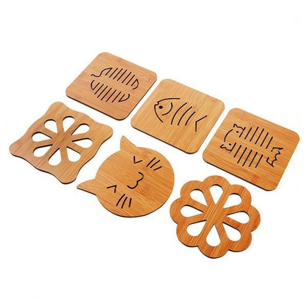 Tấm lót gỗ tre BAMBOOO ECO cách nhiệt nhiều hình dáng phụ kiện bàn ăn trang trí decor