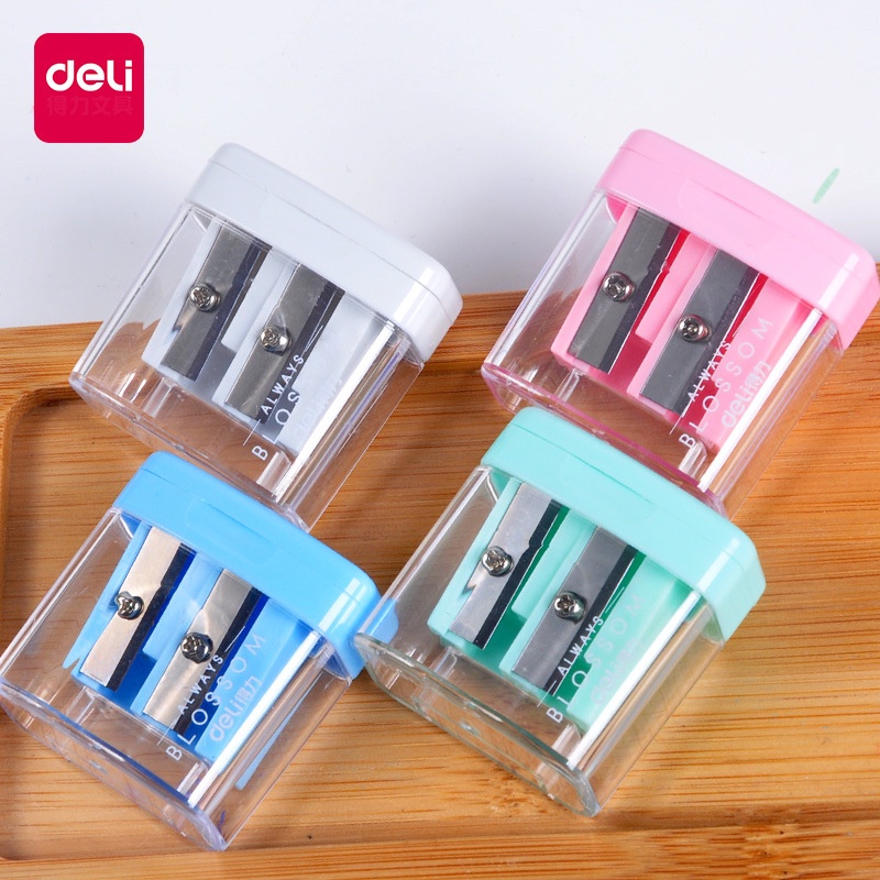 Gọt chì Deli - 2 lỗ - Xanh dương/ Hồng/Xanh lá/Trắng - 0576