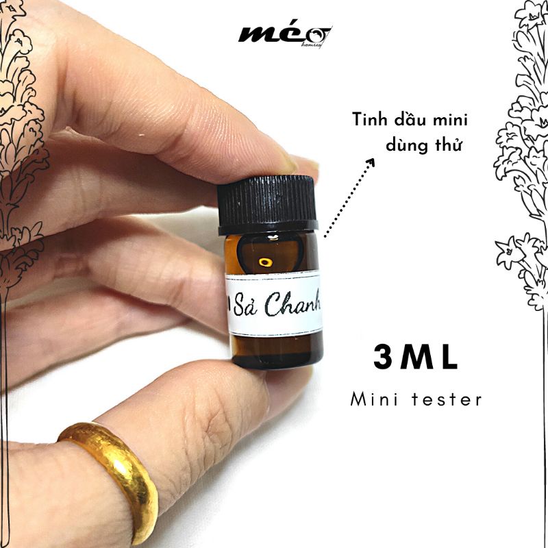 Tinh dầu mini SẢ CHANH nguyên chất xông thơm phòng, xông mặt, khử mùi, làm nến thơm - Bản size 3ml