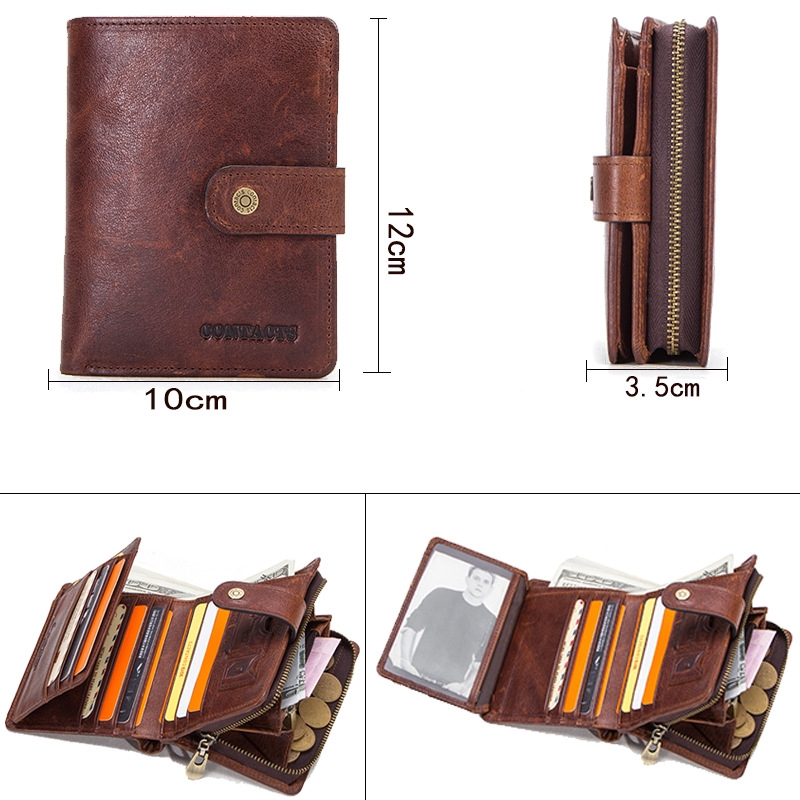 Horse Leather Multifunctional Men's Wallet Leather Buckle Clutch