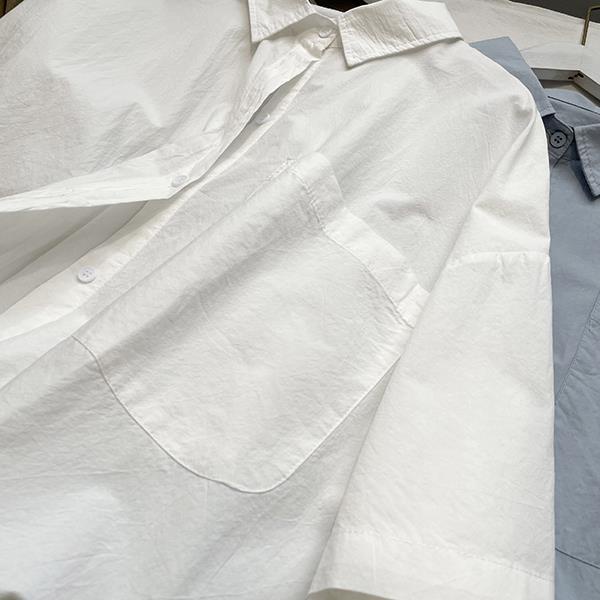 Áo Sơ Mi Cotton Tay Lửng Dáng Rộng Phong Cách Mới Dành Cho Nữ