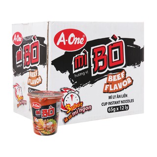 Thùng 12 ly mì a-one hương vị bò 65g