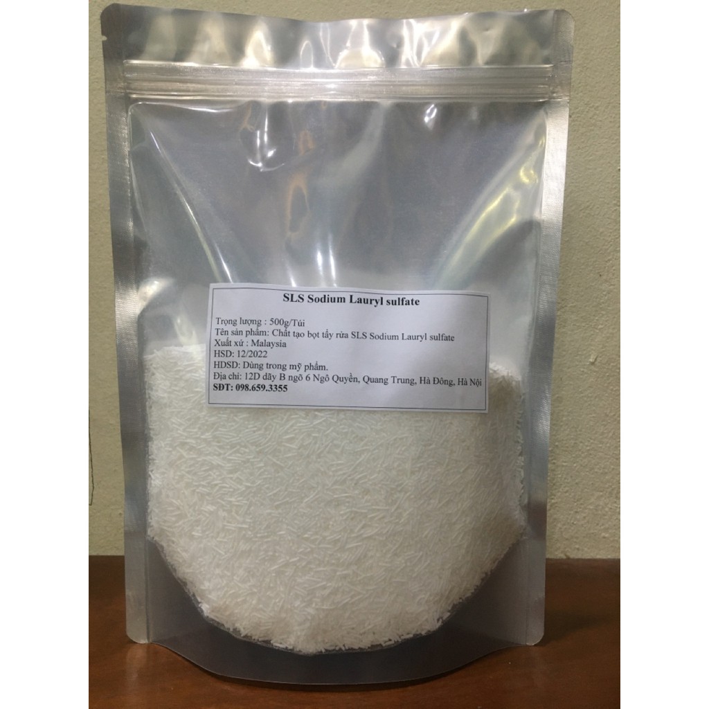 Chất tạo bọt tẩy rửa SLS Sodium Lauryl sulfate túi 500g