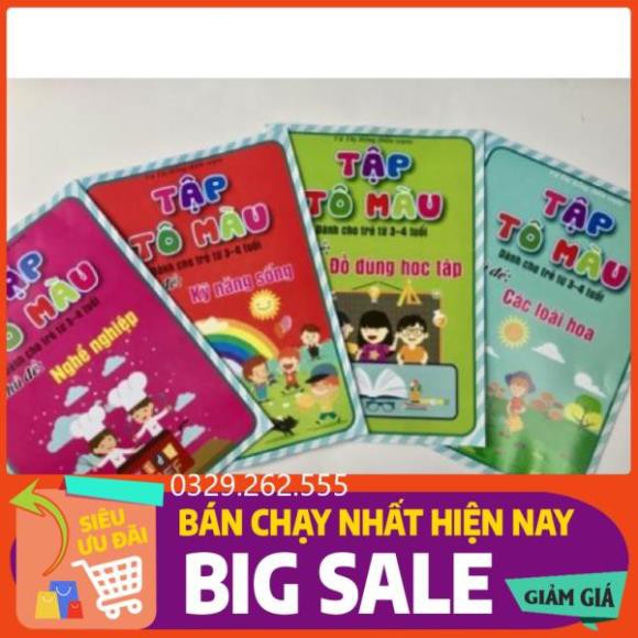 (FreeShip) Bộ 8 quyển tập tô màu hình siêu to dành cho bé 3-4 tuổi, 4-5 tuổi, 5-6 tuổi