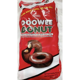 Bánh donut phủ sô cô la nhân kem trứng