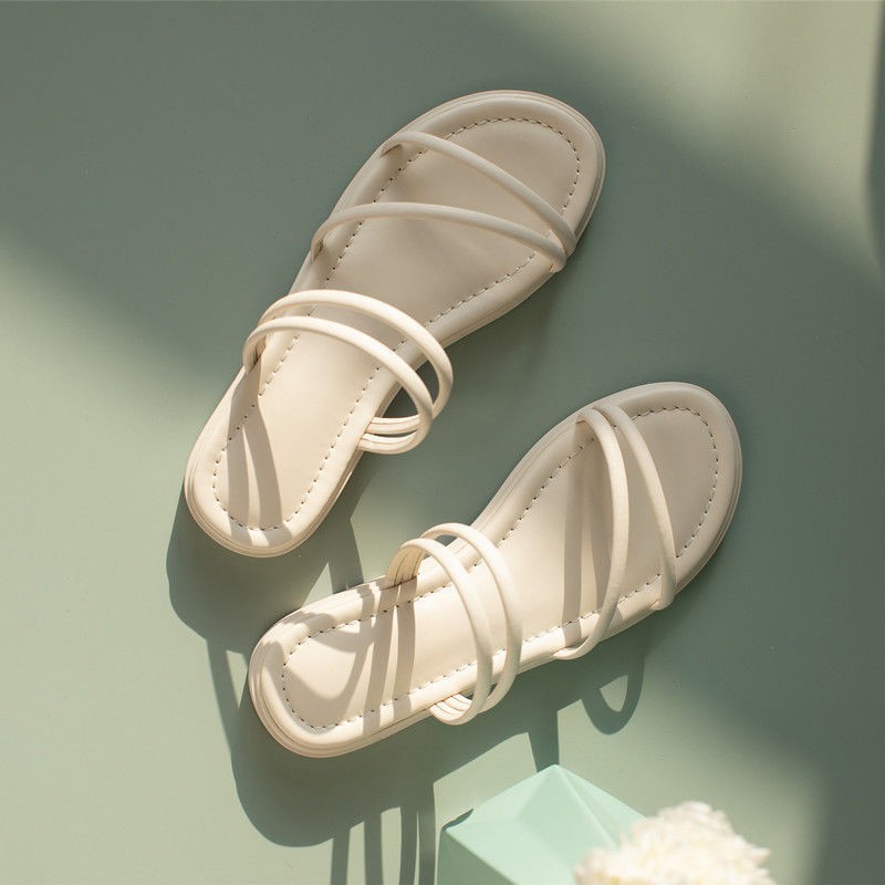 Sandals, nữ kiểu cổ tích, hè 2021, mới, phiên bản Hàn Quốc, người nổi tiếng mạng hoang dã, sinh, dép đế bằng La Mã,