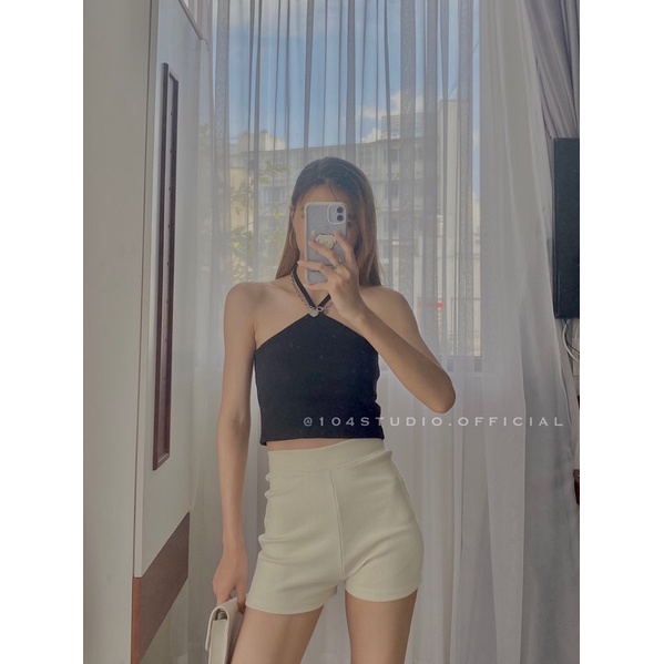 Quần short lưng cao ôm body hack dáng