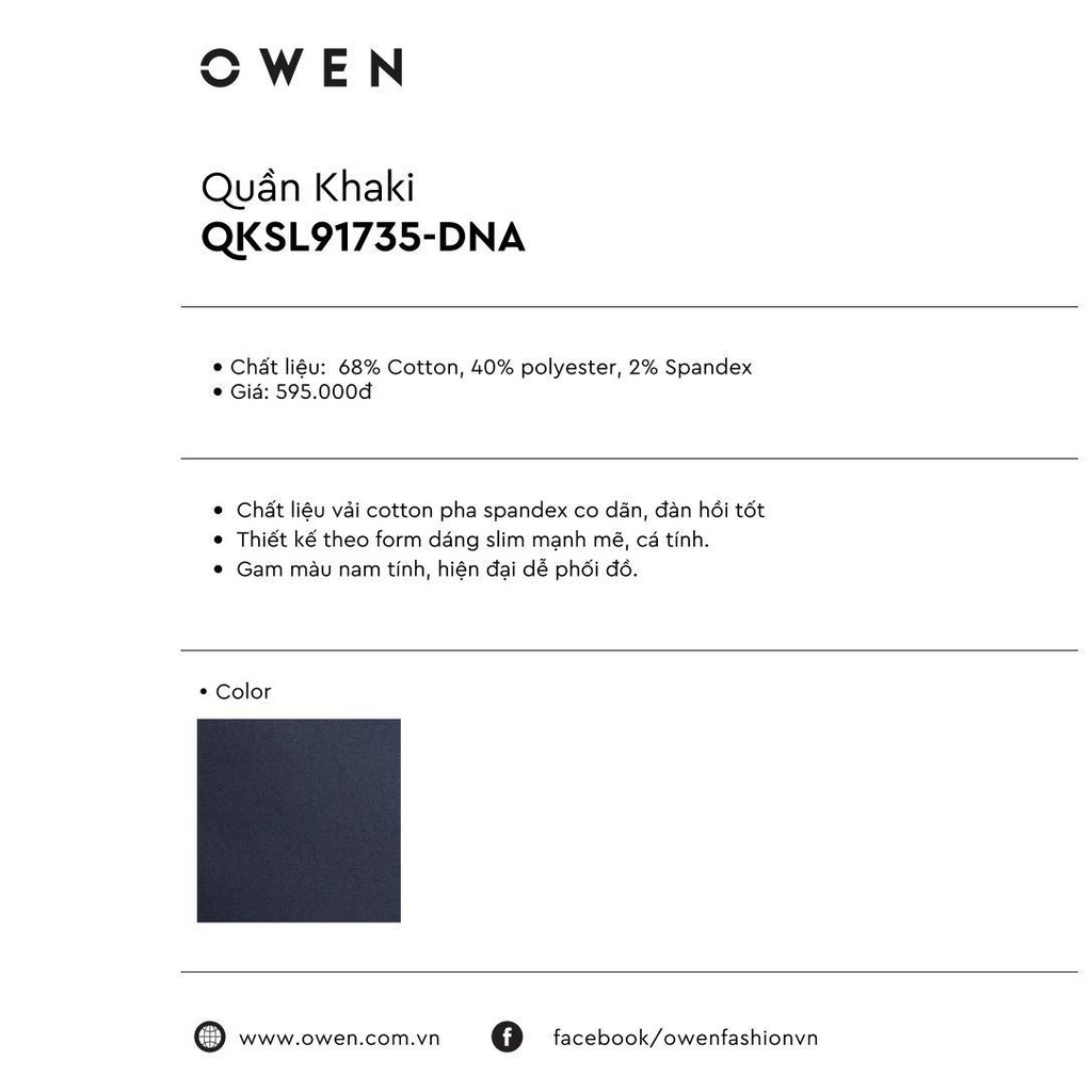 OWEN - Quần kaki Owen màu xanh navy 91735 - Quần kaki nam