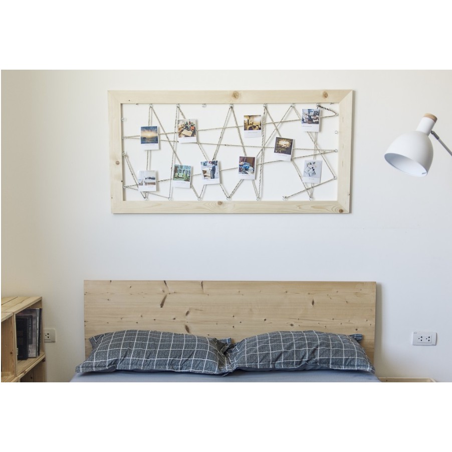 Khung ảnh treo tường dạng lưới bằng gỗ thông Rainbow/ Giá treo ảnh tặng kèm kẹp gỗ Decor trang trí nhà cửa H11