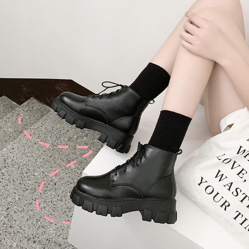 Miss Meow Giày Bốt Martin Gót Vuông Dày Phong Cách Hàn Quốc Cho Nữ | BigBuy360 - bigbuy360.vn