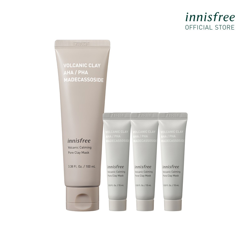 Bộ sản phẩm mặt nạ đất sét làm dịu lỗ chân lông Innisfree Volcanic Calming Pore Clay Mask Set