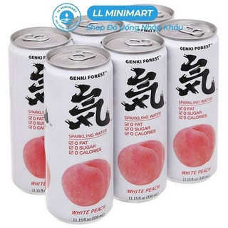 Lốc 6 lon nước khoáng có ga genki vị đào 330ml/lon