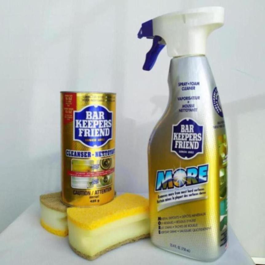 Combo Bột làm sạch BKF  + Bình xịt bọt tẩy rửa đa năng BKF  -Làm sạch kính phòng tắm -Làm sạch kính bể cá
